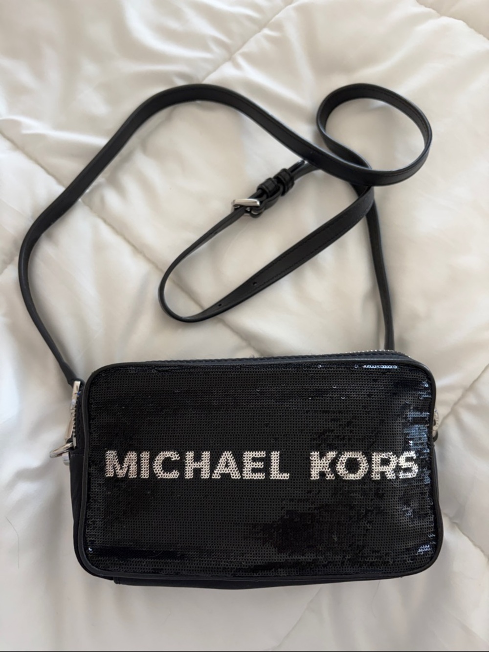 Michael Kors Black Sequin Logo Crossbody